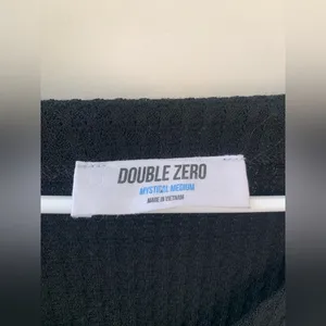 Double zero button down tie black blouse thumbnail 2