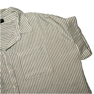 Women's Casual Light Green & White Striped Button Down Summer, Vacation.‎ LG thumbnail 4