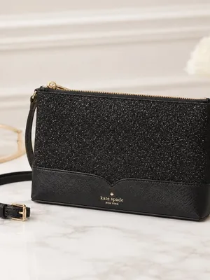Kate Spade Black Glitter Crossbody Bag Evening Purse NWT thumbnail 8