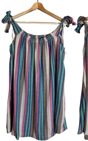 Free People Off the Shoulder Striped Babydoll Mini Dress Womens XS Bohemian NWOT thumbnail 1