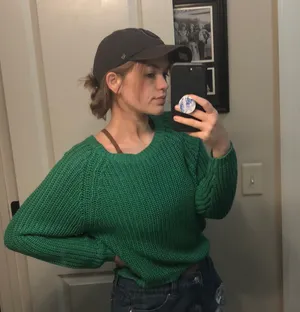Divided Green Cropped Sweater thumbnail 2