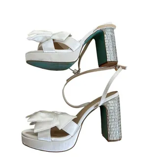 Betsey Johnson - Maddy Dressy Bow Platform Sandals in White & Silver thumbnail 3