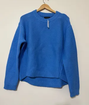 NWT Banana Republic Chunky Knit Blue Crewneck Cotton Blend Sweater thumbnail 1
