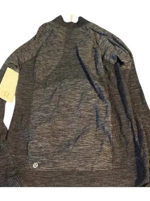 NWT Lululemon Think Fast 1/4 Zip Pullover - Coco Pique Black / Black - Size 12 thumbnail 3