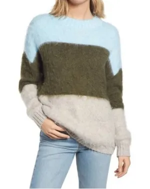 Nordstrom bp Label Oversized Brushed Trixie Colorblock Fuzzy Knit Sweater Size M thumbnail 1