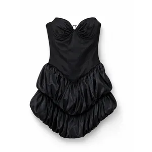 Oh‎ Polly Laela Satin Bubble Hem Corset Mini Dress – Black Sz 0 NWT thumbnail 8