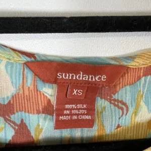 Sundance 100% Silk Deer Print Button Up Blouse Top‎ Blue Size XS Boho Western thumbnail 5