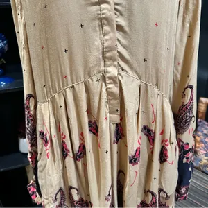 Free People Sierra Valley Shirt Dress – Gold Combo, Paisley Floral, Size Medium thumbnail 5