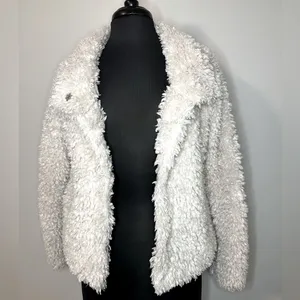 Loft Lounge Sherpa Soft Button Up Cream Women’s Small thumbnail 3