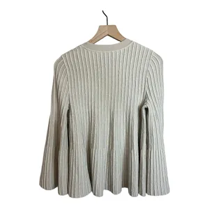 COS Bell Sleeve Neutral Wool Blend Textured Swing Sweater thumbnail 5
