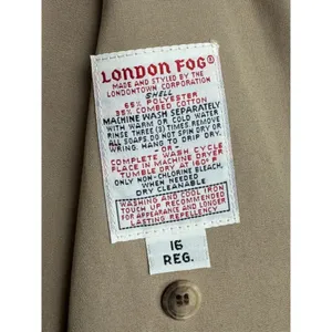 Vintage London Fog Tan Trench Coat Removable Plaid Liner Belted Duster Size 16R thumbnail 3