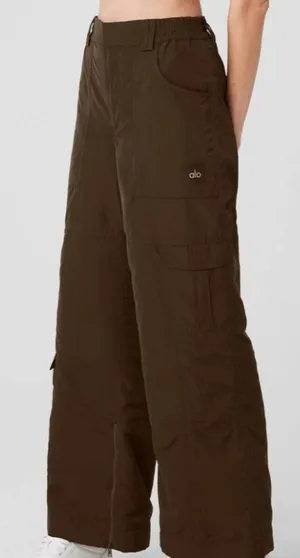 Alo High-Waist Ski Moto Puffer Pants Espresso Hi-Rise Waisted Warm Wide Leg Edgy thumbnail 1