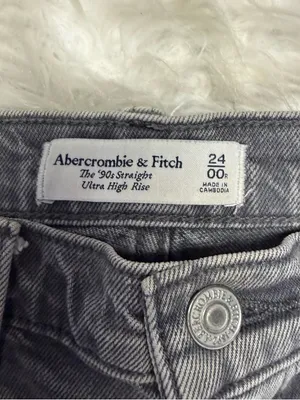 Abercrombie & Fitch 90s Straight Jeans 24 / 00 Gray Ultra High Rise thumbnail 4