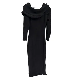 NWT SKIMS Cozy Knit Off the Shoulder Dress XL Onyx thumbnail 4
