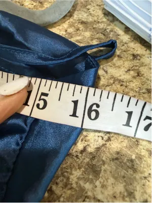 Women's CIDER Blue Asymmetrical Satin Slip Dress M thumbnail 5