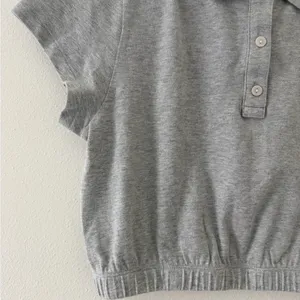 NWT Aerie Courtside Bubble Hem Cropped Polo Preppy T-shirt size medium thumbnail 6