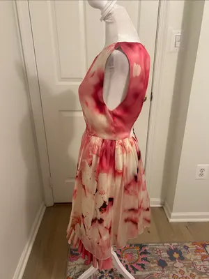 Alice + Olivia Catherine Pink Floral Party Dress In Cherry Blossom Mist Size 2 thumbnail 8