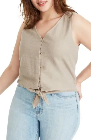 Madewell Texture & Thread Button Front Tie Tank thumbnail 5