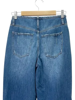 NWT EVEREVE Ever Slouchy Jeans Size 25 Dark Rinse High Rise Wide Leg Side Slit thumbnail 8