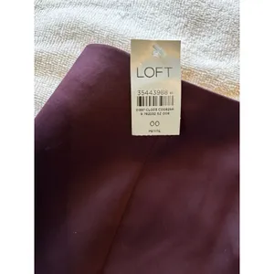 LOFT Burgundy A-Line Short Skirt Zip Closure 00 Petite Solid Women's Skirt thumbnail 6