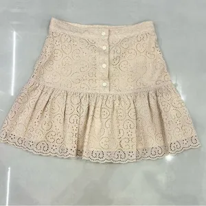 Sandro Ruffled broderie anglaise cotton mini skirt thumbnail 6