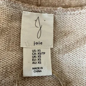 Joie Crop Houndstooth V-Neck‎ Button Cardigan Size XS Puff Sleeve Beige White thumbnail 7