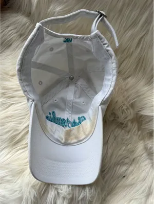 Abercrombie White Baseball Cap with Turquoise Embroidery thumbnail 4