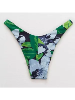 NWT Aerie Tropical Floral Super High Cut Cheekiest Bikini Bottom - Size: Large thumbnail 6