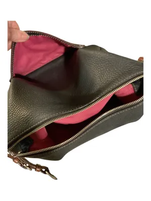Coach Vintage Black Pebbled Leather Hobo Shoulder Bag Pink Lining #H05S-8E10 thumbnail 4