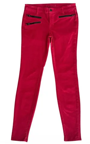 J Brand Great Red Corduroy Skinny Black Zippers Low Rise Ankle Zoey Pants 27 thumbnail 1