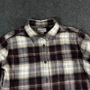 Carhartt Brown Plaid Button Down Flannel Shirt Womens Large Outdoor workwear thumbnail 8