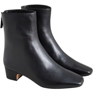 J.Crew Roxie Ankle Boots Back-Zip Leather Low Heel Center Seam Black 6.5 thumbnail 1