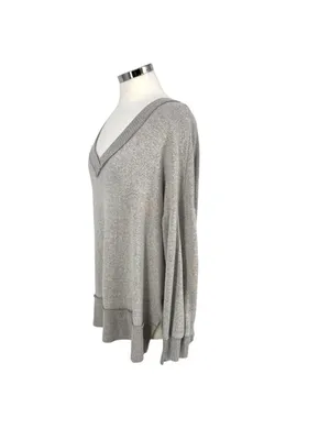 Altar'd State Gray Oversized V-Neck Knit Pullover Size Small Loungewear Cozycore thumbnail 5