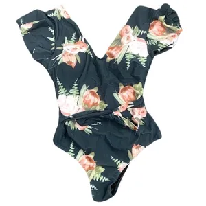 One Piece Swimsuit Floral Tie Waist, Size L​​​​​​​​​​​ thumbnail 1