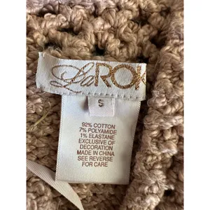 LeRok Vintage Y2K Knit Halter Crop Top Chain & Ring Embellished Beige - Small thumbnail 3