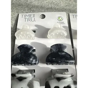 Time And‎ Tru Hair Claw Clip Lot of 2 Sets, 14 Total Black Clear White Lg Small thumbnail 7