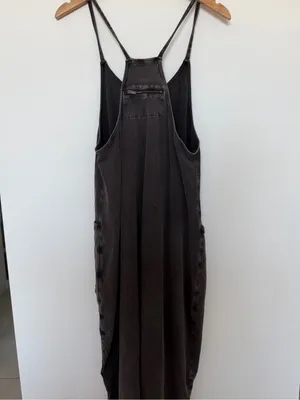 Free People Washed Black Spaghetti-Strap Jumpsuit thumbnail 7