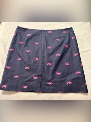 Lilly Pulitzer size 14 xl vintage Navy Mini Skirt with Pink Crab Print thumbnail 9