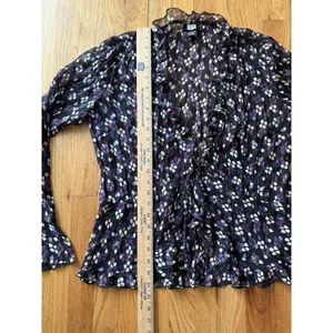 The Limited Vtg 90s Y2K Top M Whimsigoth‎ Flare Sleeve Fairy Grunge Babydoll Purple Black thumbnail 6