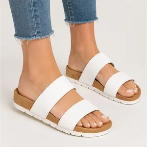 Cliffs by White Mountain Womens Sandals Size 6 White Tahlie Double Strap Slide thumbnail 1