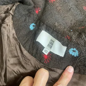 Irene van ryb Vintage Brown Textured Floral Long Coat size 40/ USA 6-8 WOOL thumbnail 9