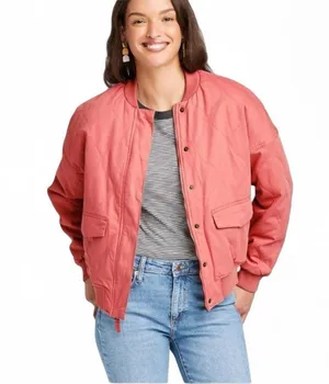 Universal Threads Quilted Coat Pink Coral Snap Zip Oversized XXL thumbnail 2
