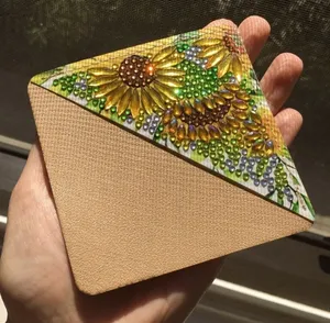 Diamond Art SUNFLOWERS 03 Corner Bookmark, Colorful, Sparkly, Bling, Gold, Brown thumbnail 1