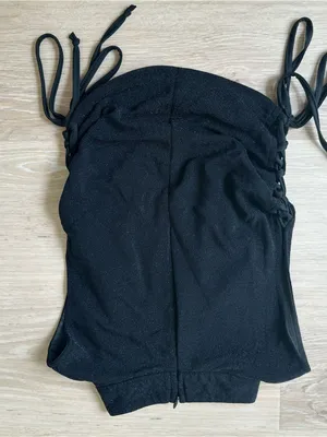 Peppermayo Black Shimmer Mock Neck Side-Tie Tank Top thumbnail 5