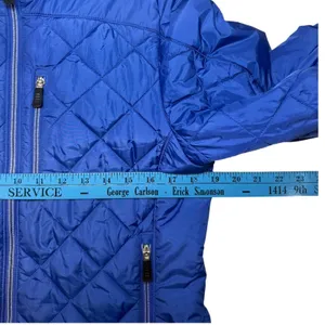 Lands End Blue‎ Quilted Primaloft Puffer Jacket Womens Size S 6-8 Green Lining thumbnail 4