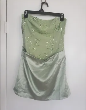 Princess Polly Mint Green Strapless Beaded Satin Mini Dress thumbnail 3