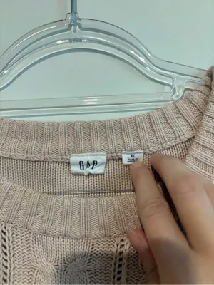 Gap cotton cable knit sweater blush pink XL thumbnail 4