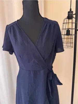 Altar’d State Navy Blue Wrap Dress M Flutter Sleeve Cocktail Party Dress thumbnail 4