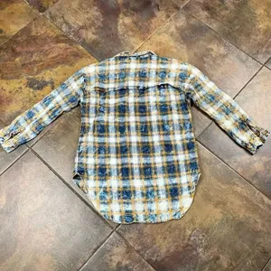 Love Fire Women Long Sleeve Acid Washed Plaid Button Up Small thumbnail 10