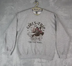 Gildan Girls Trip Time To Get Wicked Halloween Salem Witch Hocus Pocus Womens Sweater M thumbnail 1